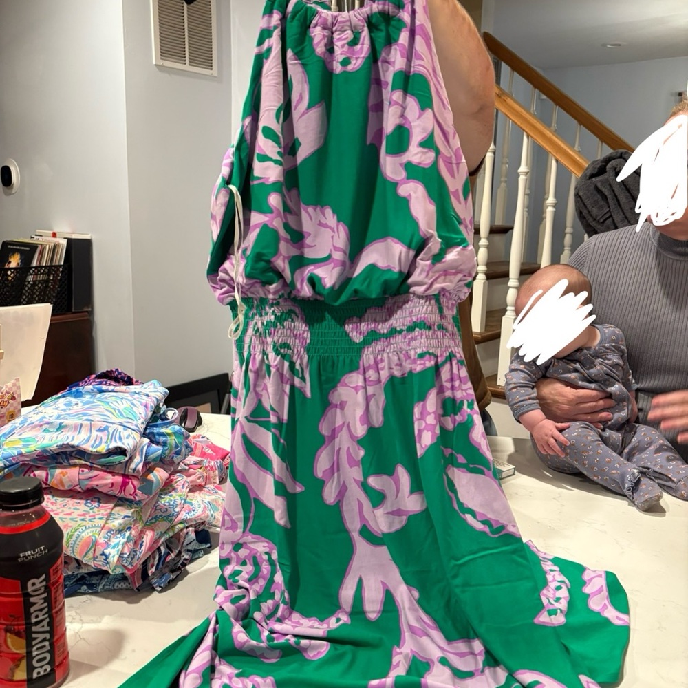 Floral Green and Purple Lilly Pulitzer Midi Dress